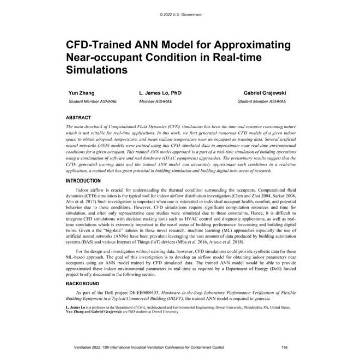 027 -- CFD-Trained ANN Model for Approximating Near-occupant Condition for Real-time Simulation